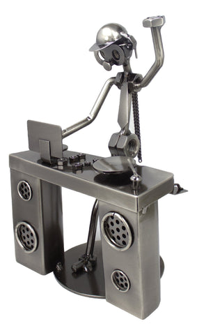 Broadway Gifts front view of DJ figurine showing whole metal sculpture, adds musical style