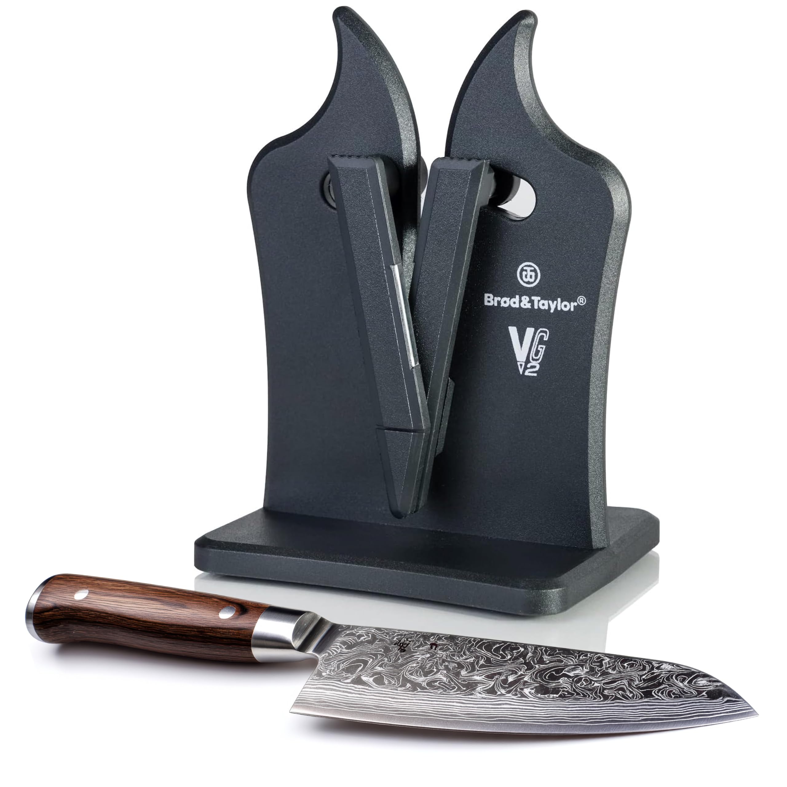 Brod & Taylor VG2 front view showing compact sharpener and guided V