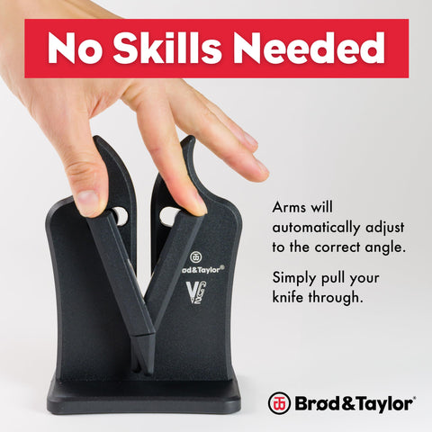 Brod & Taylor VG2 being used on a kitchen counter for quick blade touch-up
