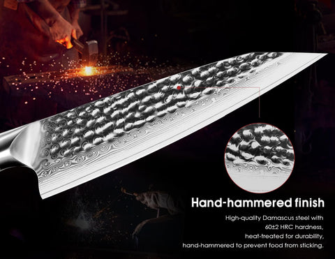 BRODARK close-up of hammered texture reducing food stick and aiding smooth slicing