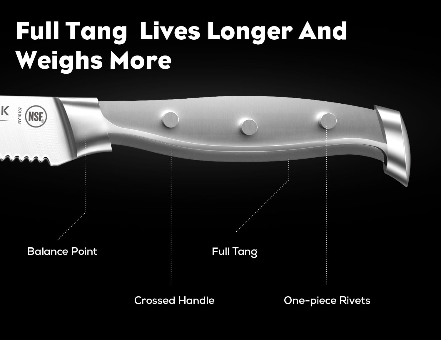BRODARK knives slicing steak at table illustrating effortless cutting