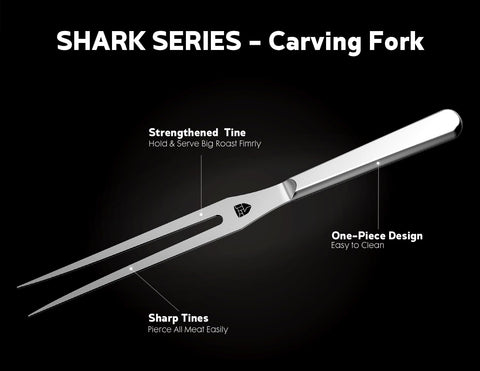 BRODARK carving set in use slicing roast for easy serving