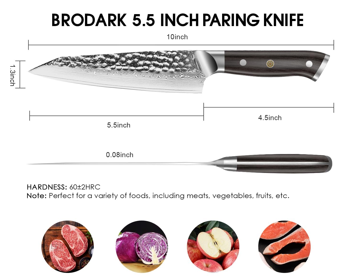 BRODARK side profile showing acute 12-degree edge for sharp cuts