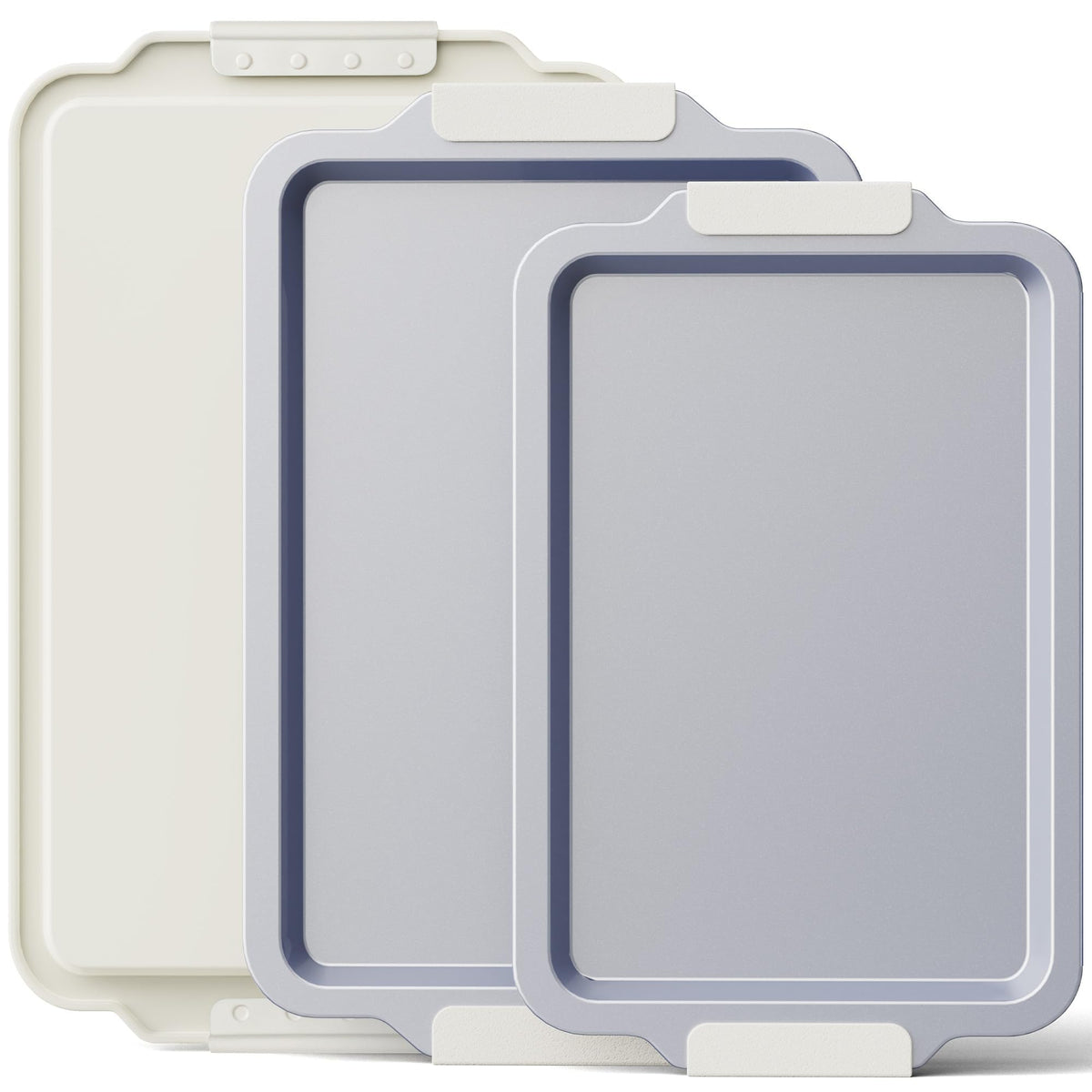 BRONYPRO front view of cream baking sheet set showing sleek design and durable build