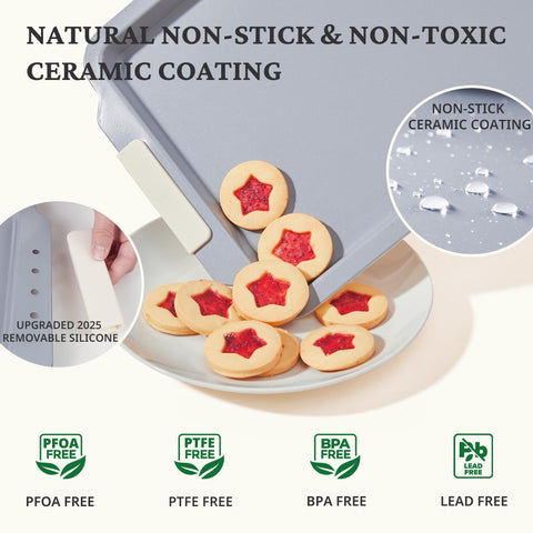 BRONYPRO silicone handles attached to pan demonstrating safe grip and heat resistance