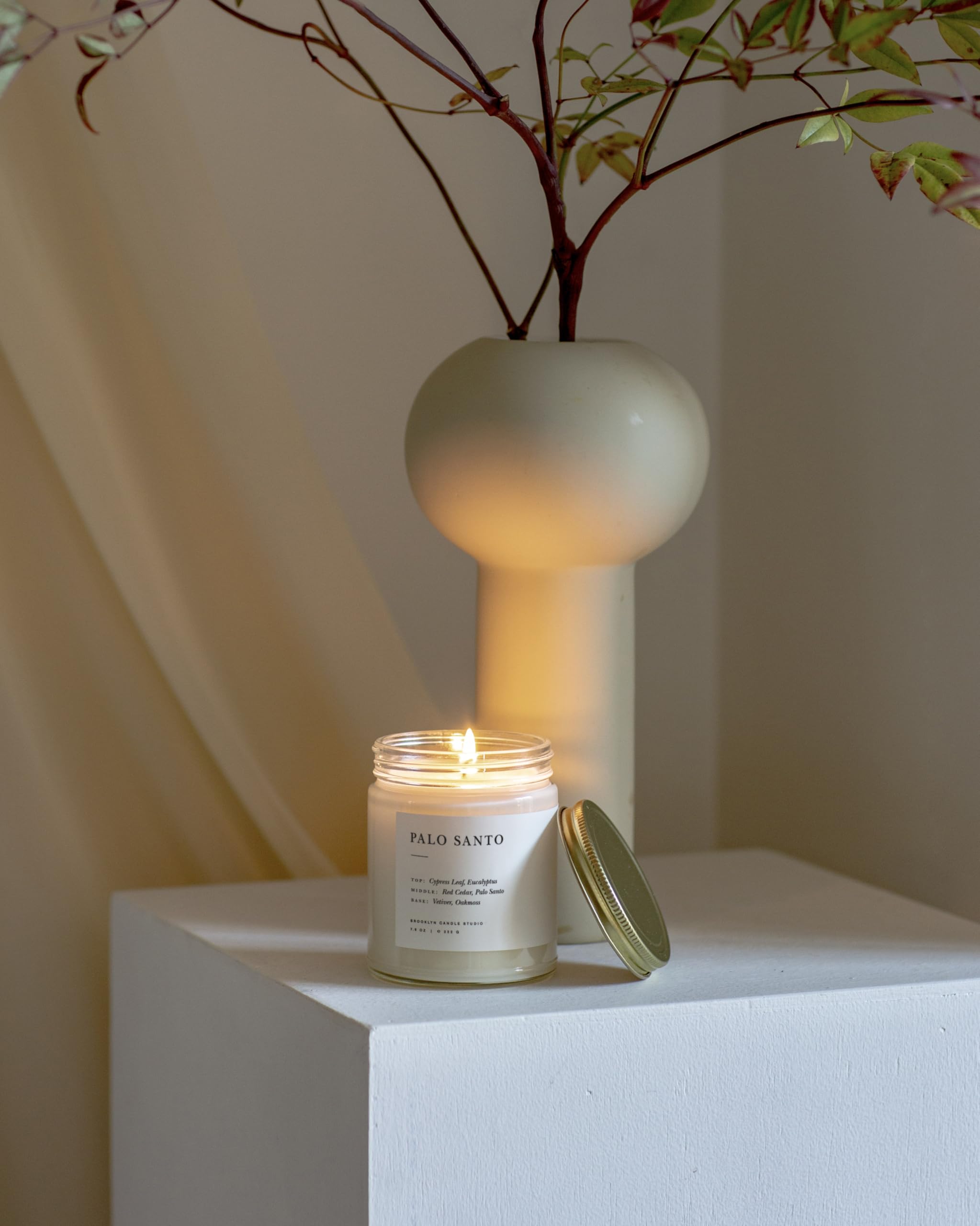 Brooklyn Candle Studio burning wick image demonstrating steady flame safety