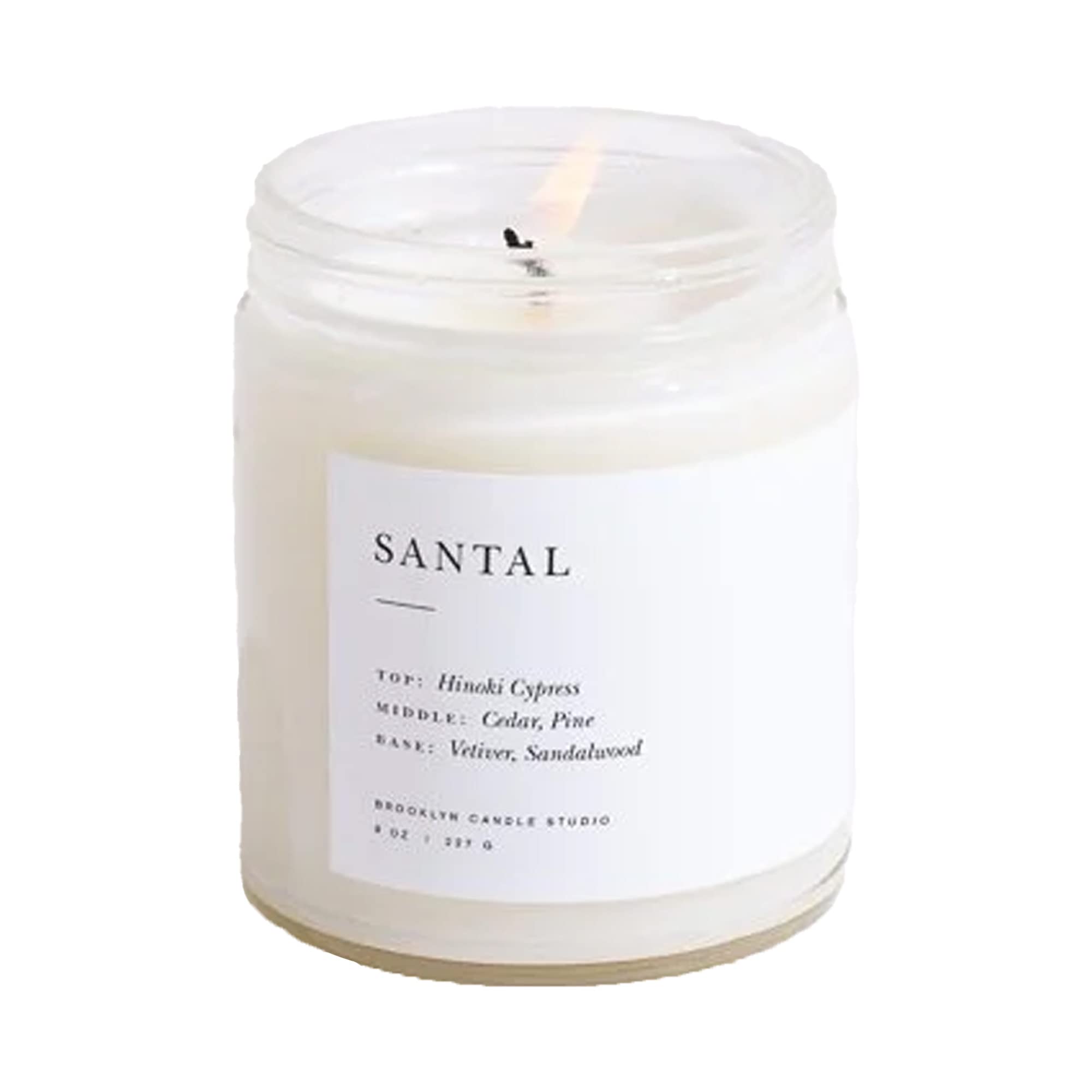 Brooklyn Candle Studio jar candle front view shows minimalist label and elegant design benefit: display-ready