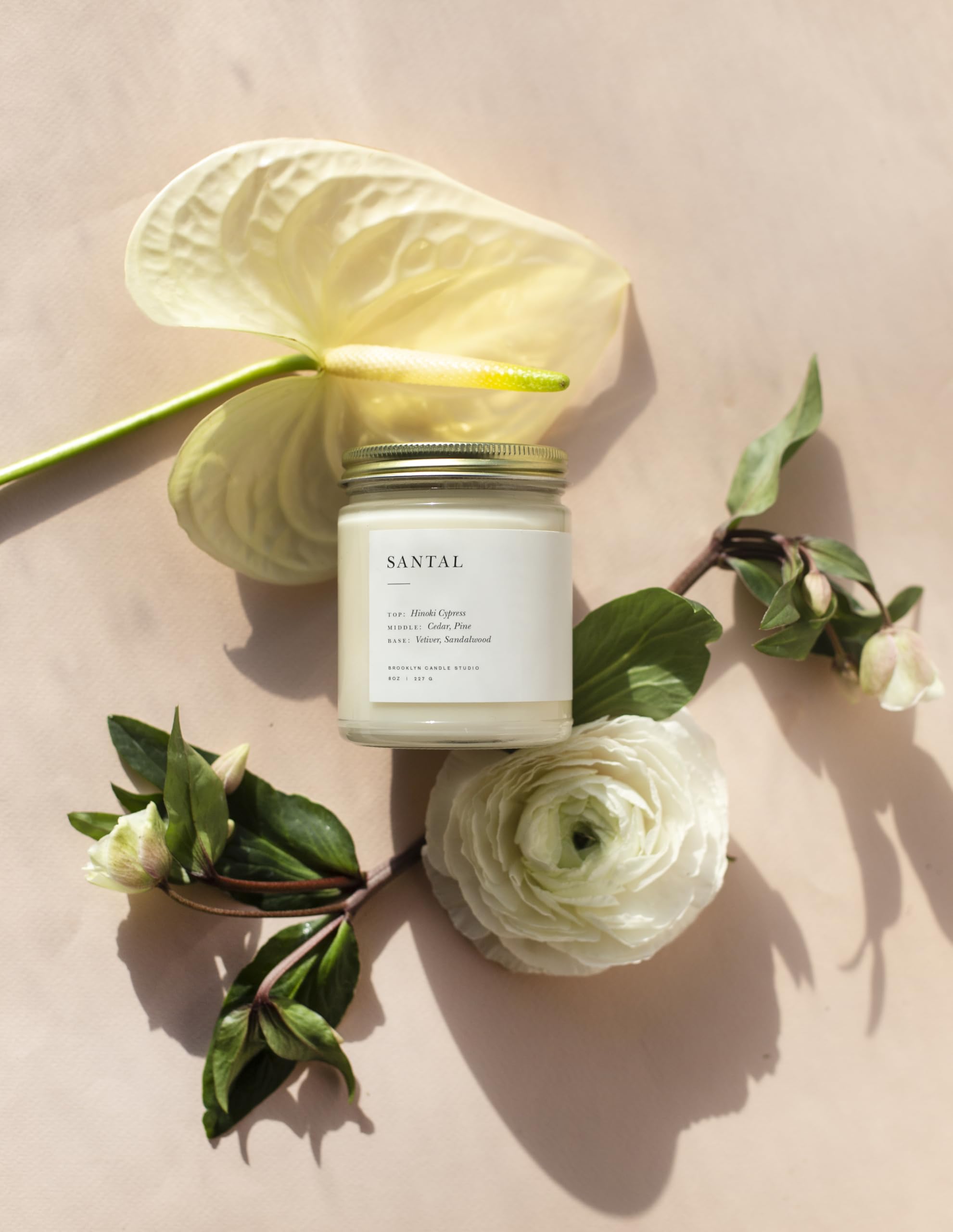 Brooklyn Candle Studio close-up of soy wax and cotton wick highlights clean ingredients benefit: even burn