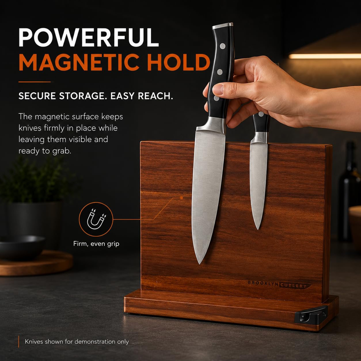 BROOKLYN CUTLERY built-in sharpener close-up for easy edge maintenance