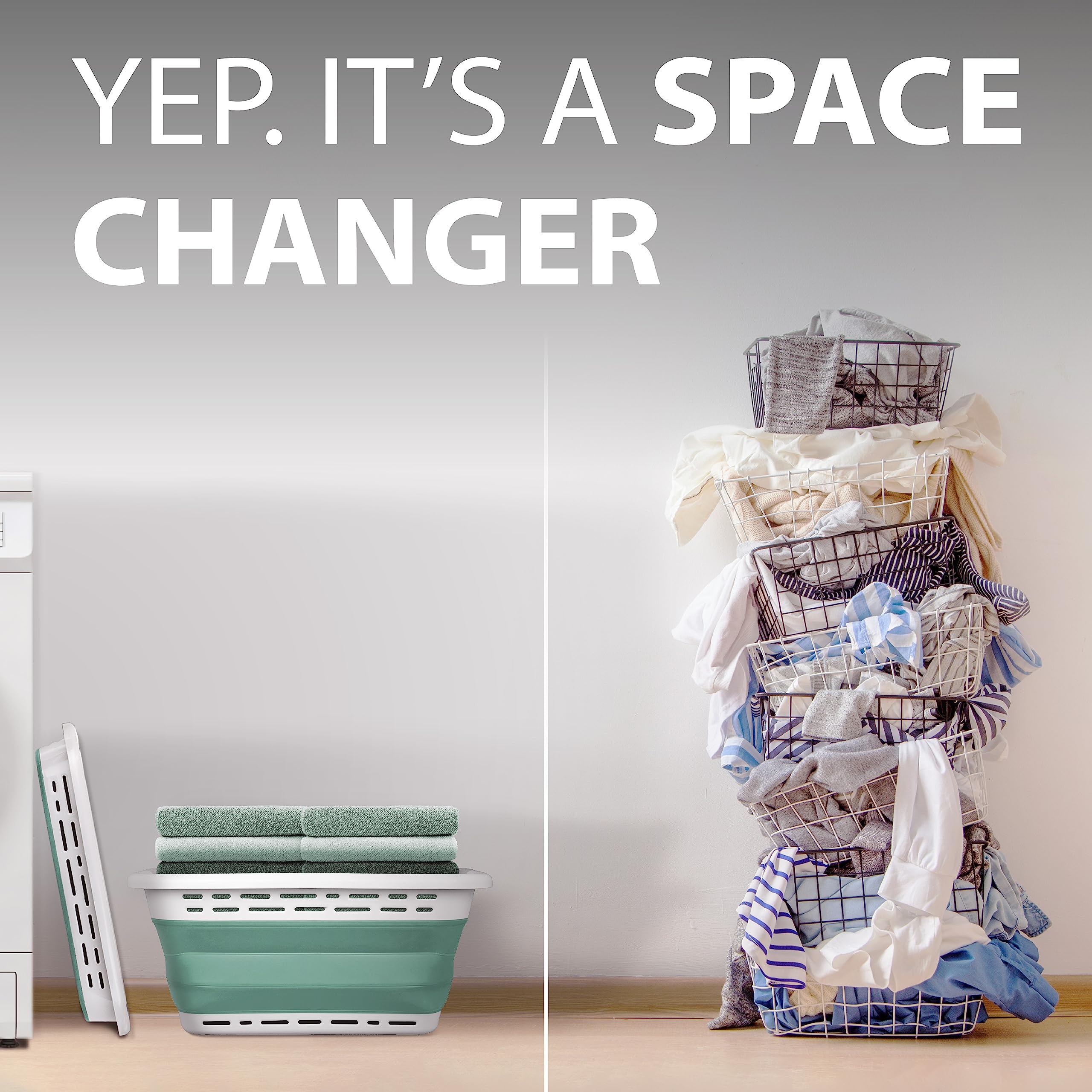 Brookstone in a dorm room carrying full load to laundry area highlighting portability and style