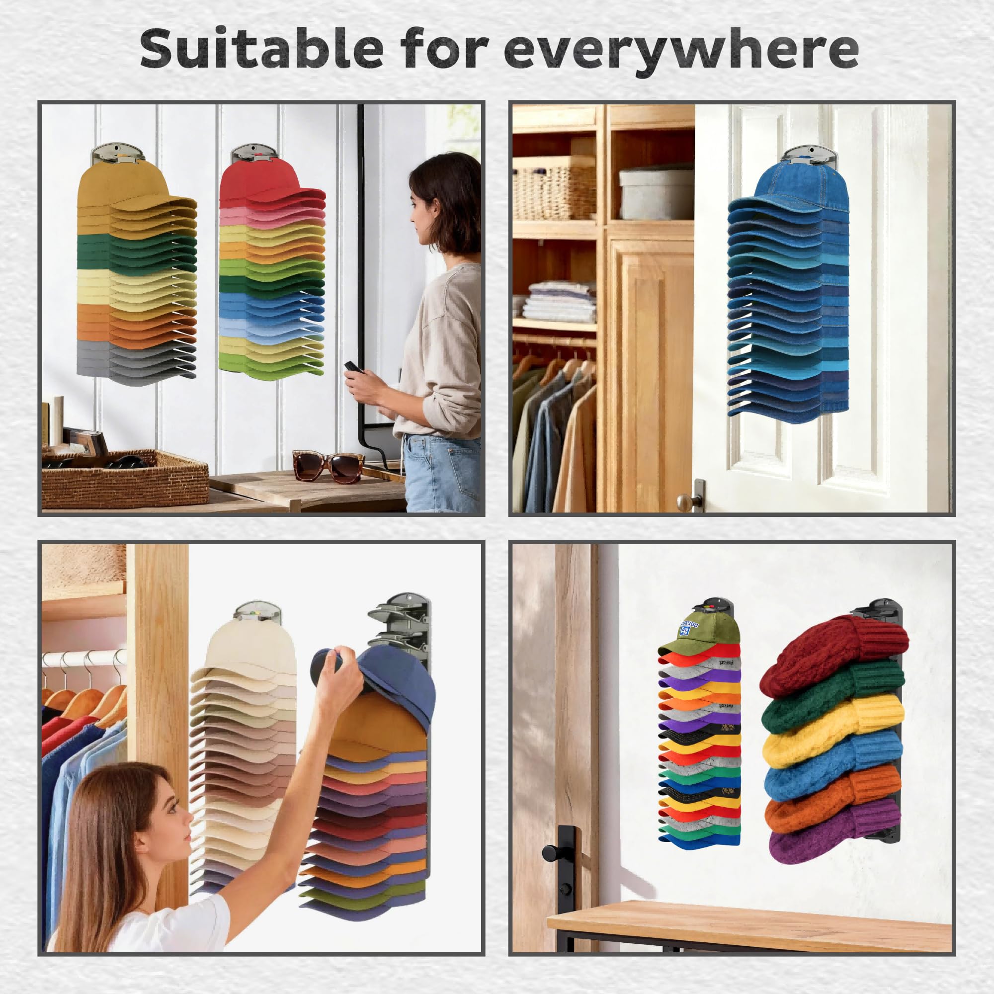 BRUBEQO on entryway wall displaying hats for quick access