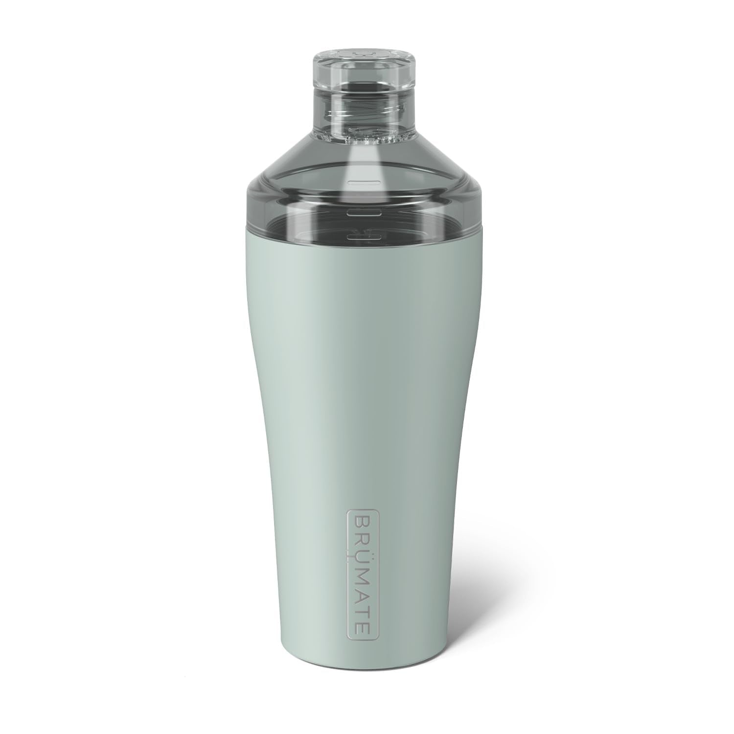 BrüMate Cocktail Shaker sage front view showing sleek powder coat and 22oz capacity for stylish serving