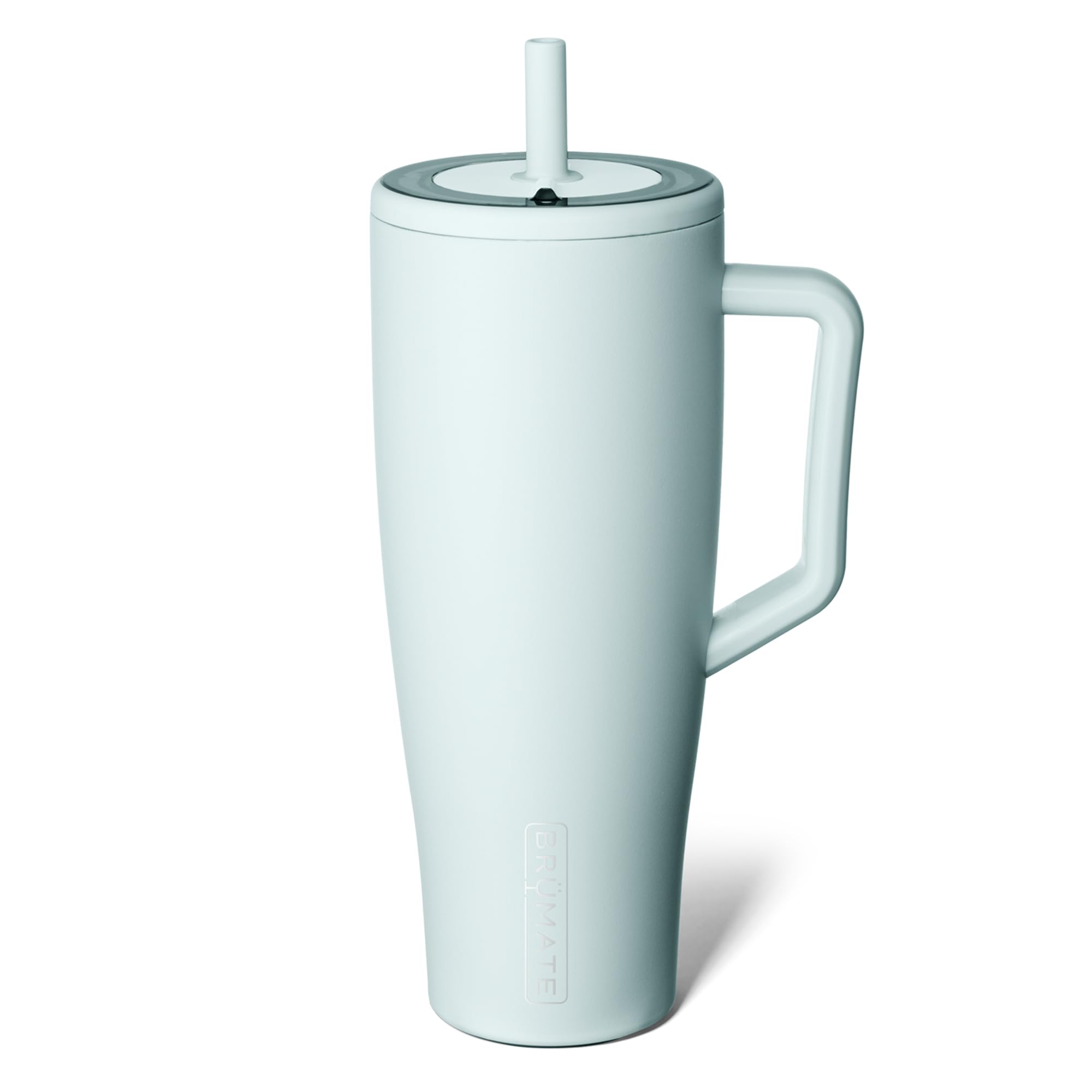 BrüMate Era front view showing Blue Agave finish and leakproof benefits