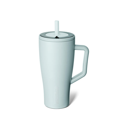 BrüMate Era front view in Blue Agave showing leakproof lid and handle benefit