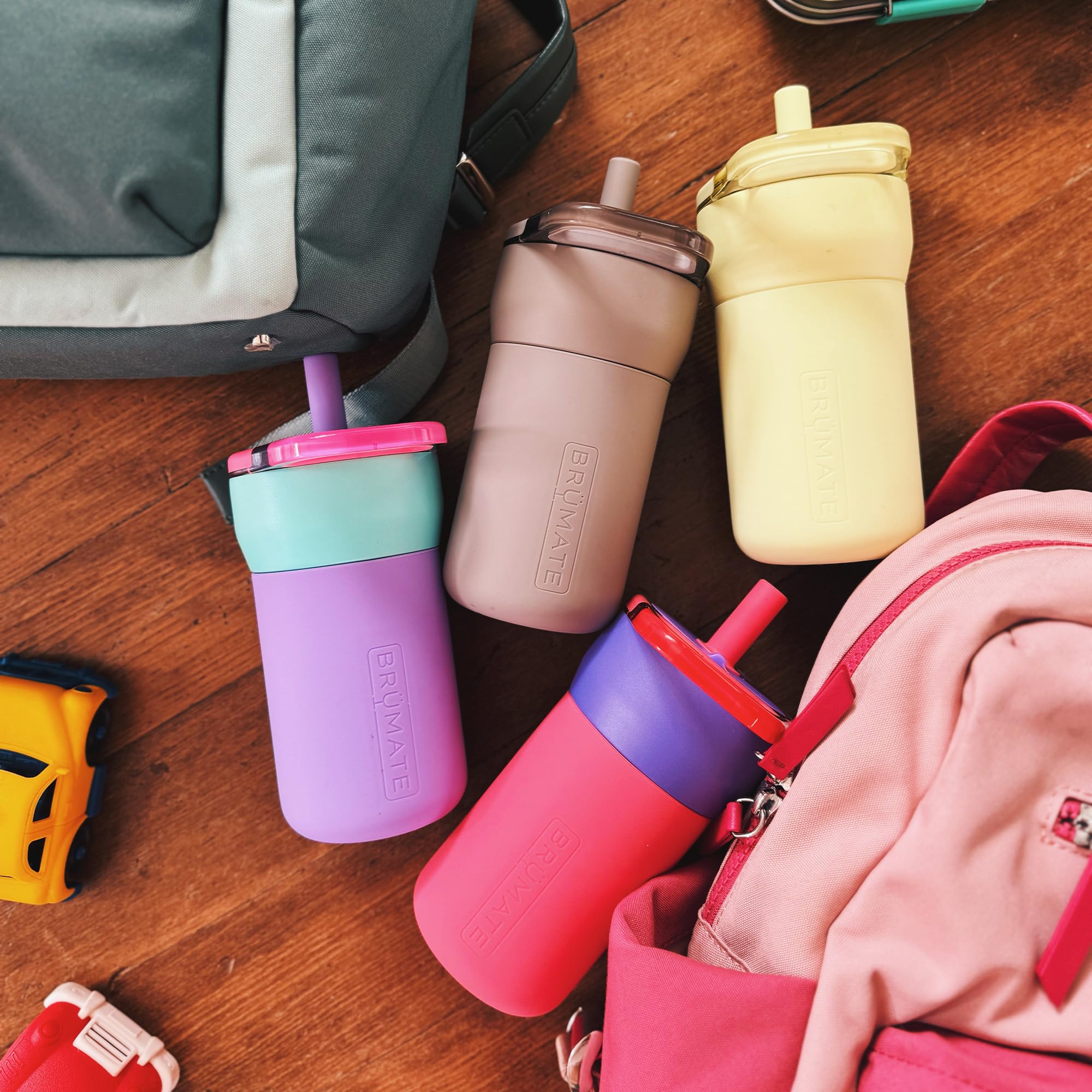 BrüMate Leap seated in car cup holder showing travel-ready benefit