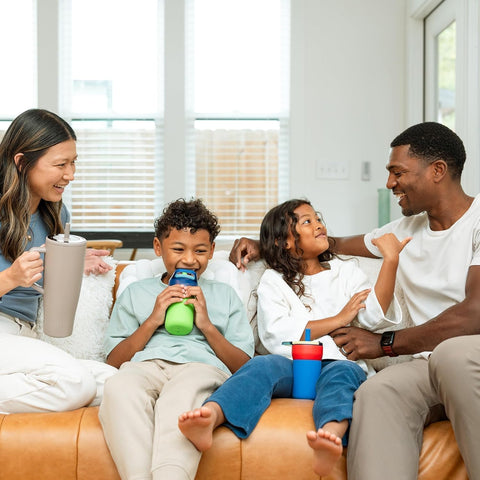 BrüMate Leap soft straw in use showing comfortable sip and child-friendly safety benefit
