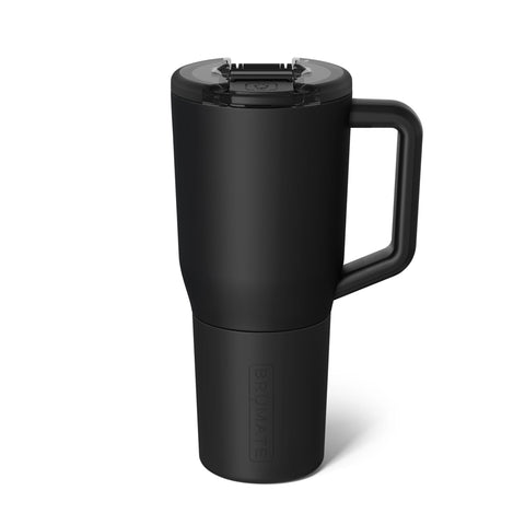 BrüMate Müv front view showing matte black finish and branded logo for stylish protection