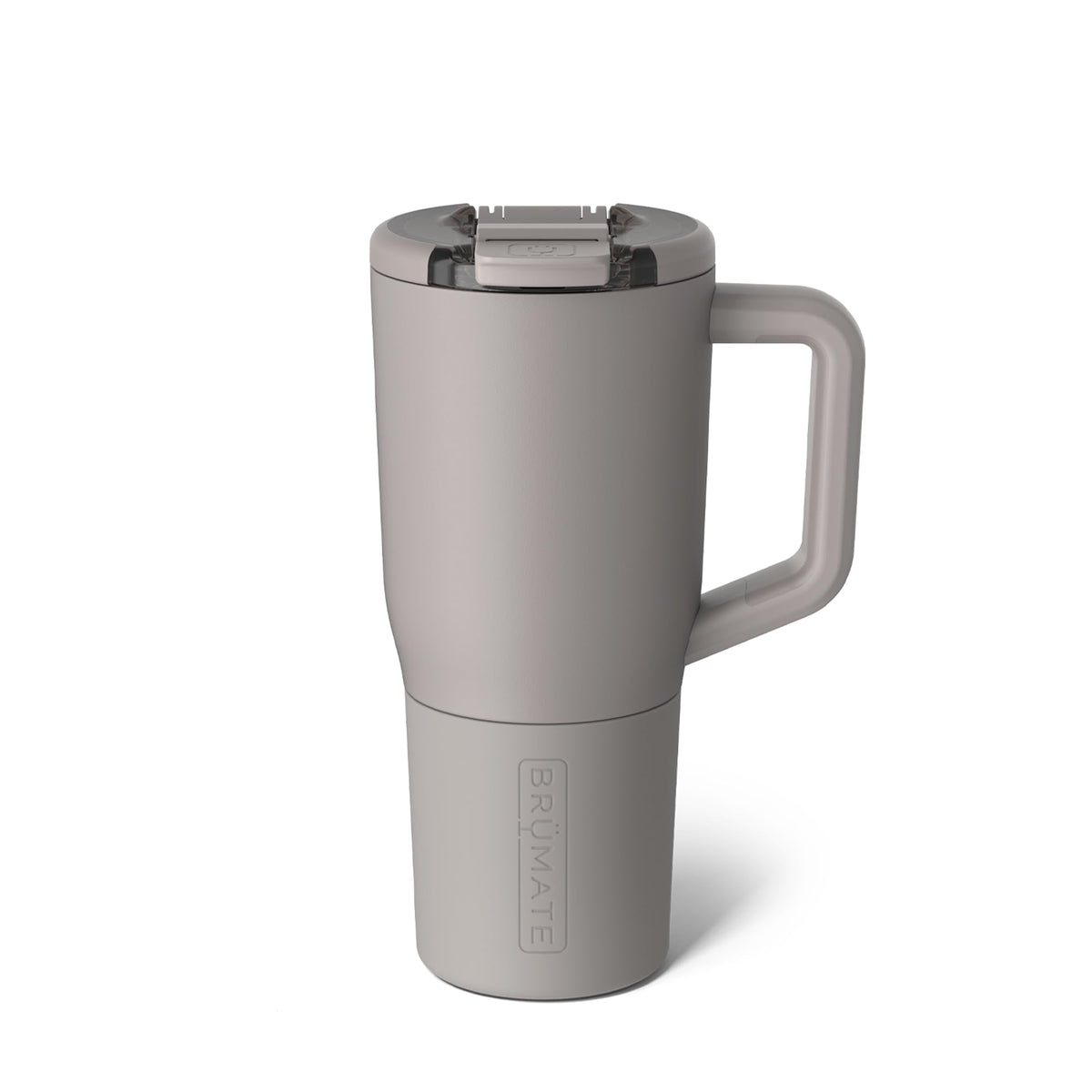 BrüMate Müv front view in mocha showing sleek stainless steel and lid, durable insulation benefit