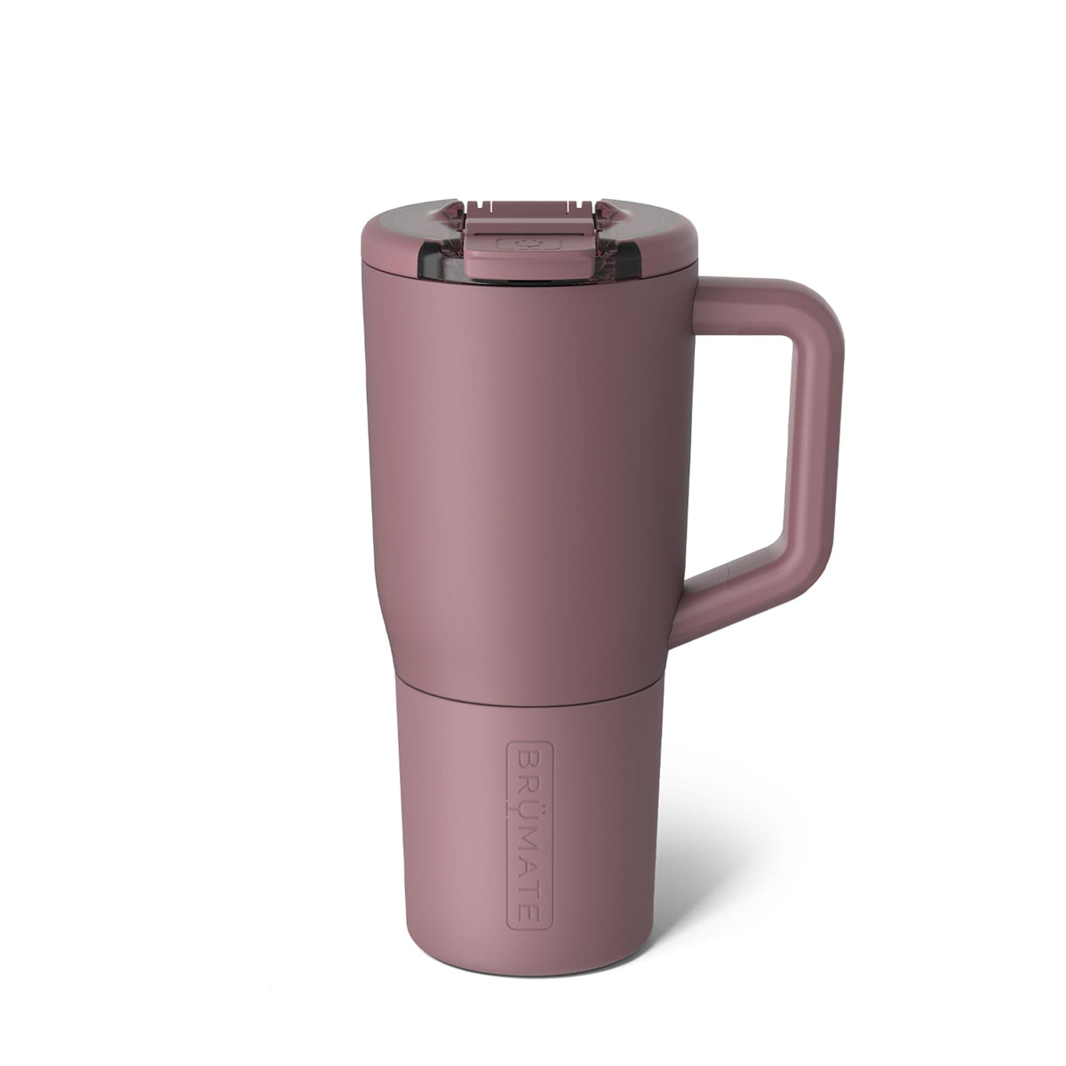 BrüMate Müv front view showing rose taupe finish and handle for stylish portability
