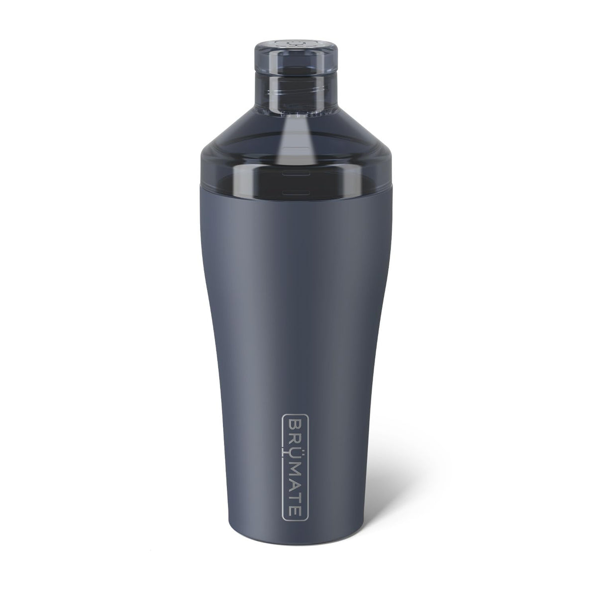 BrüMate Nightfall Blue front view showing shaker and capacity, easy measuring benefit