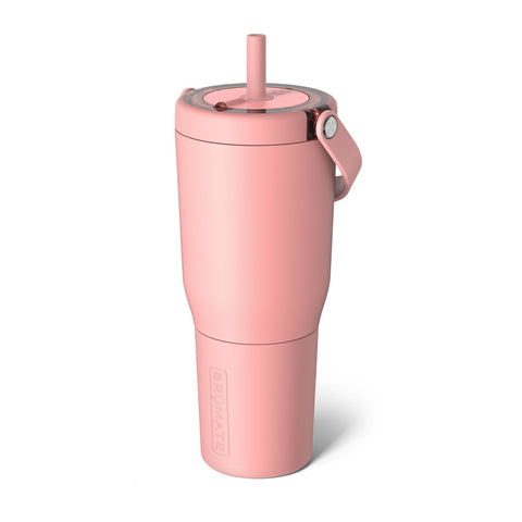 BrüMate Resa 35oz front view showing guava finish and handle benefit: easy grip