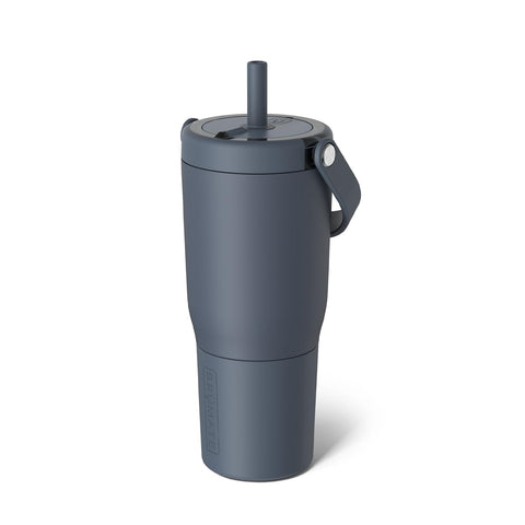 BrüMate Resa front view in Nightfall Blue showing leakproof lid and handle benefit