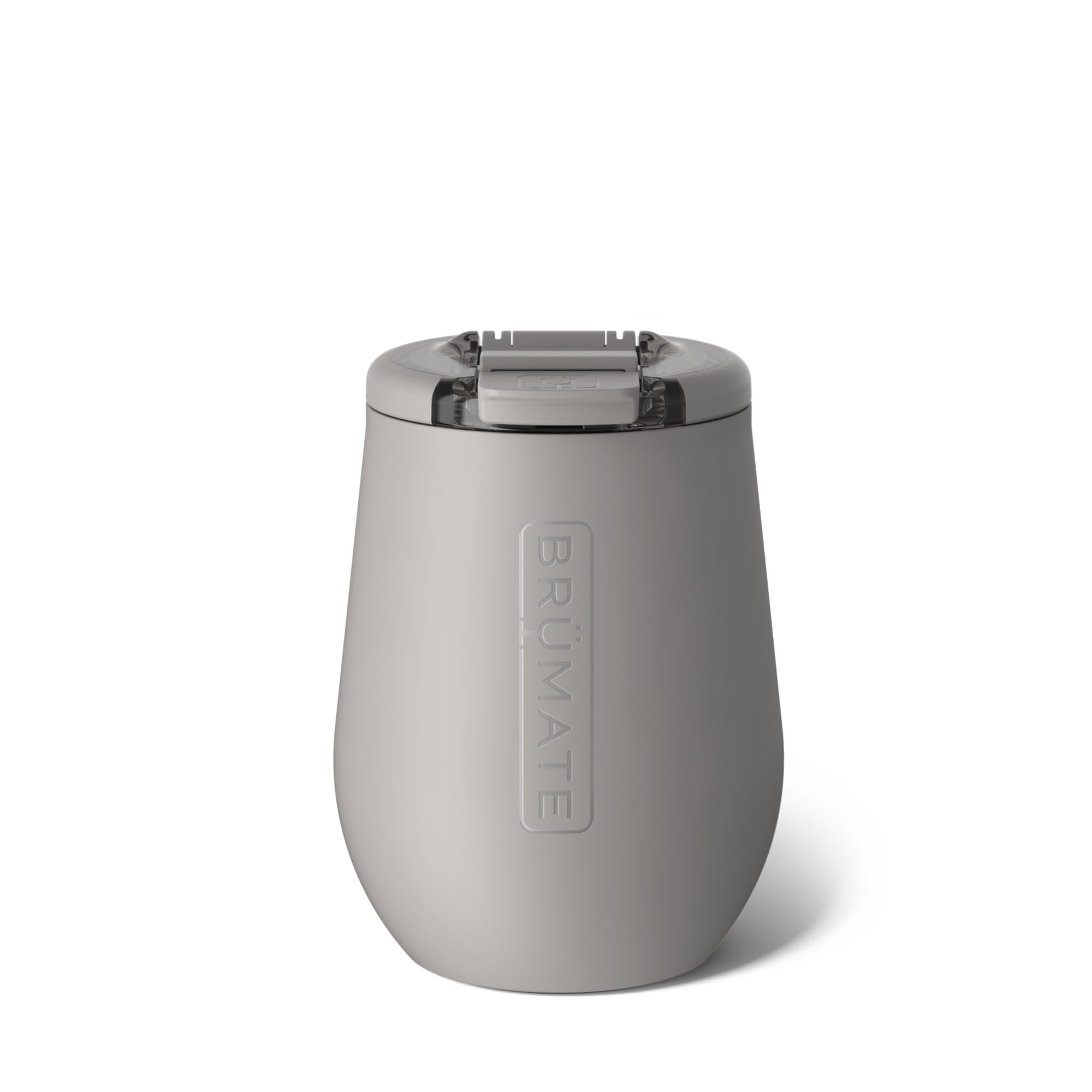 BrüMate Uncork'd mocha front view showing sleek finish and 14oz capacity benefit