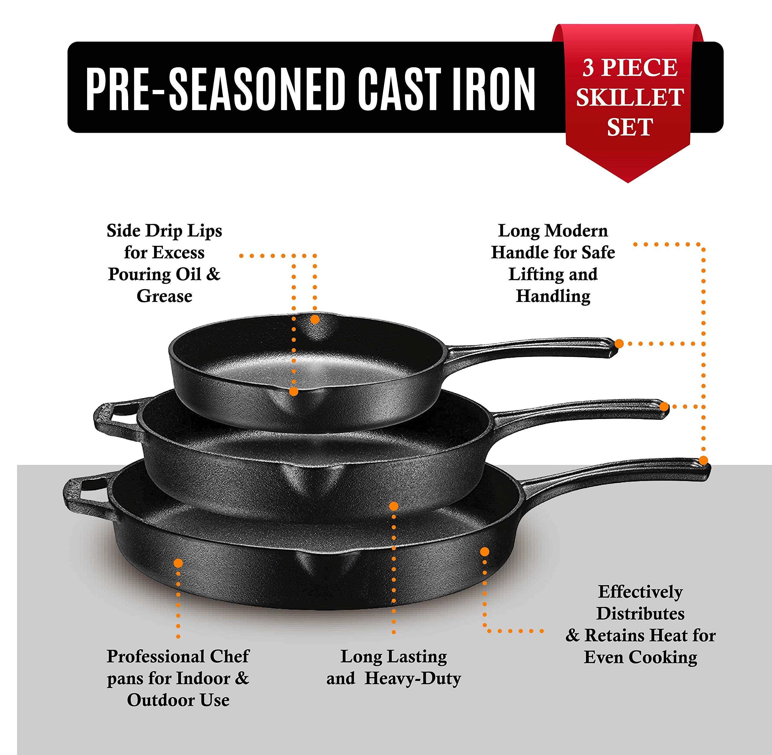 Bruntmor 8-inch skillet top view with even browning and easy release