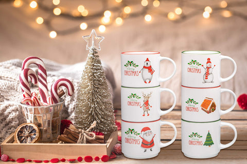 Bruntmor stacked mugs in dishwasher rack illustrating easy cleanup