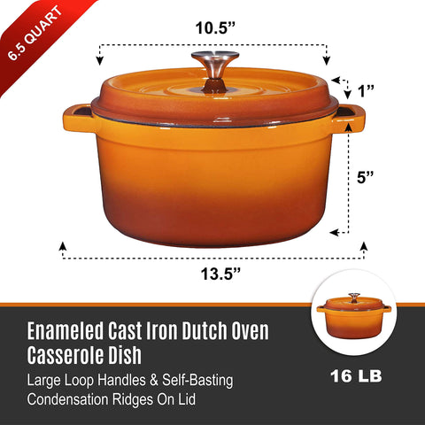 Bruntmor Dutch oven enameled interior closeup showing smooth surface for easier cleaning