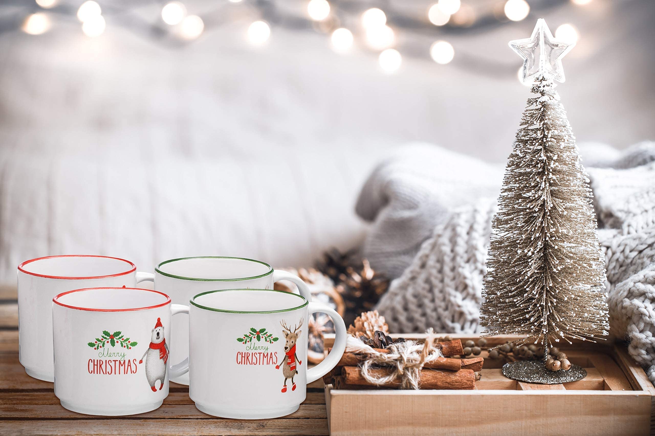 Bruntmor mugs arranged on a holiday table creating a festive atmosphere