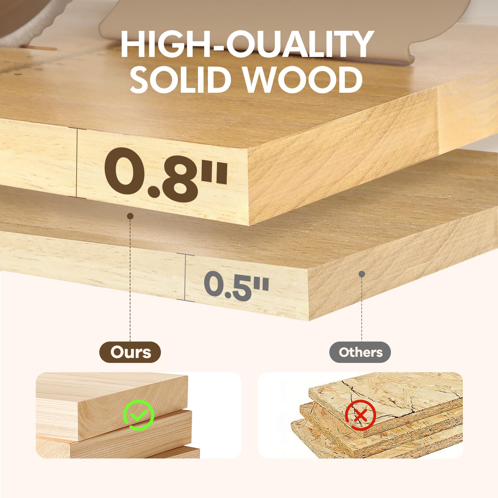 Brvclon solid wood base with suction feet providing stable operation