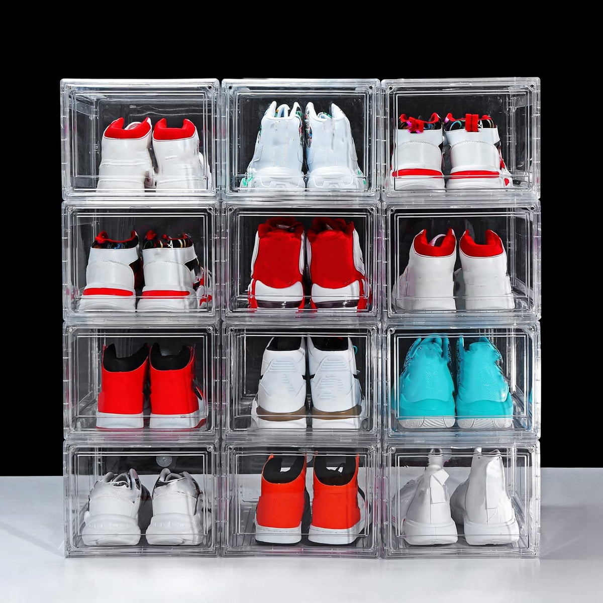 BSFHH clear shoe boxes front-packed display shows neat organization and easy selection