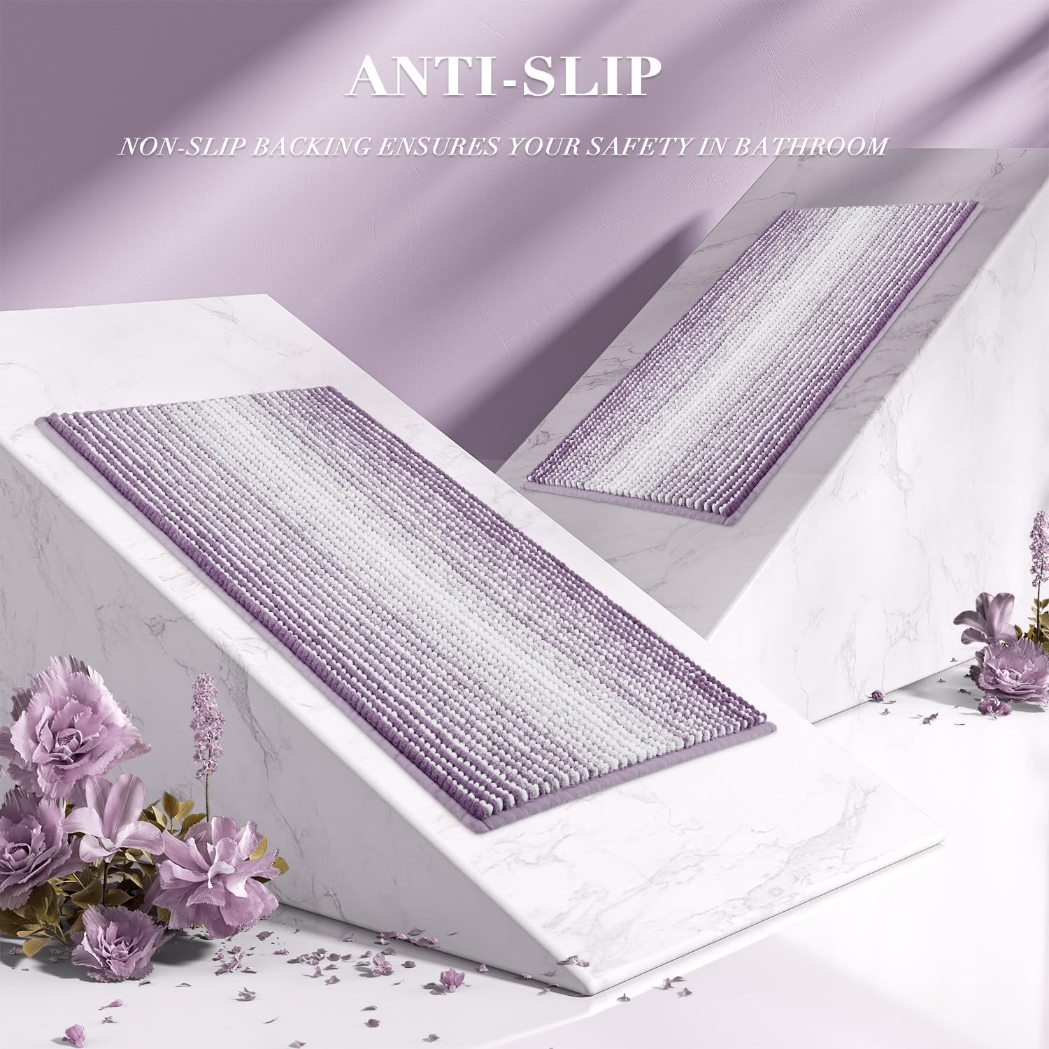 BSICPRO underside non-slip backing detail offering secure grip on bathroom floors