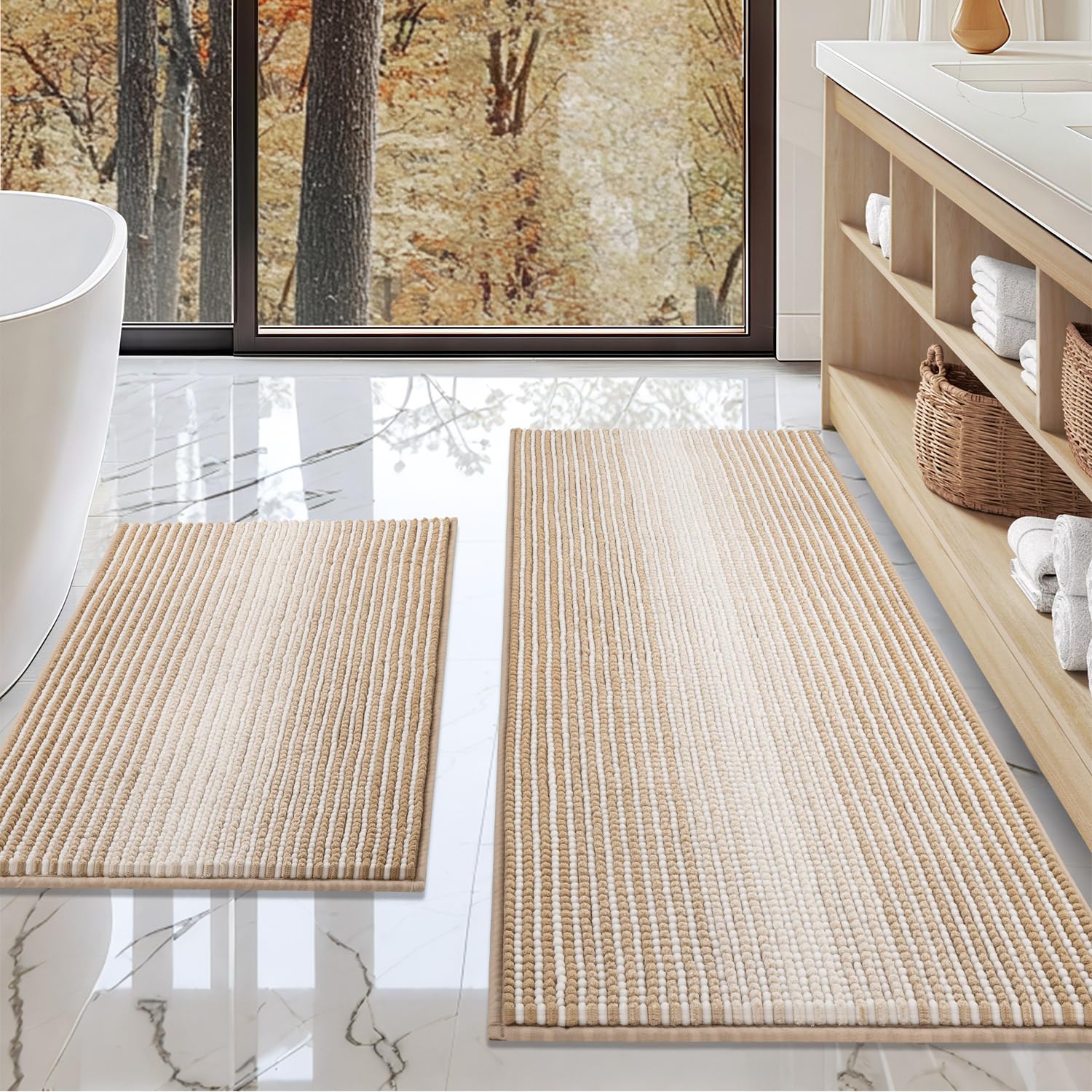 BSICPRO beige two-piece set front view showing neutral design and coverage