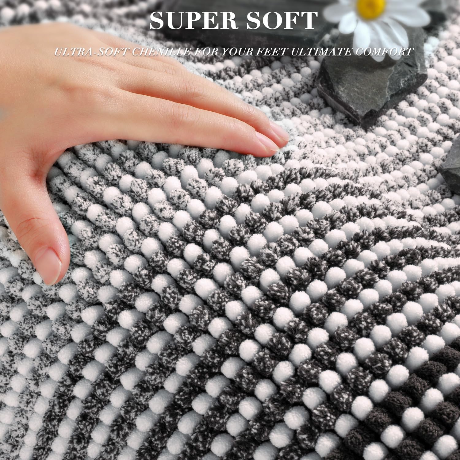 BSICPRO close-up of plush chenille pile texture offering soft cushioning