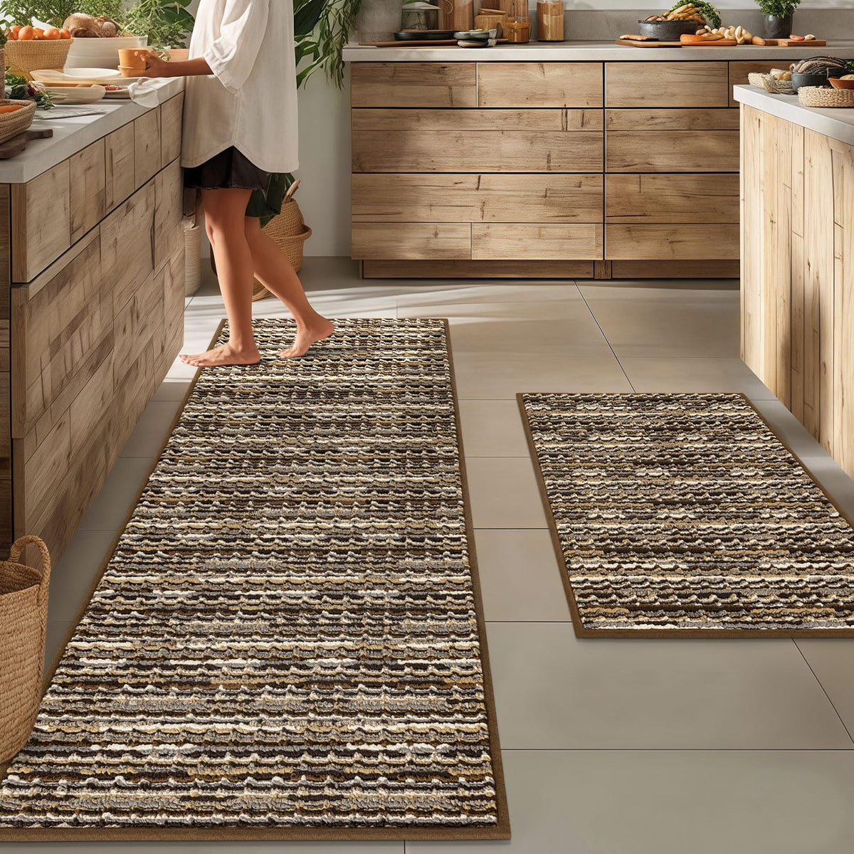 BSICPRO front view of brown runner and mat adding warmth