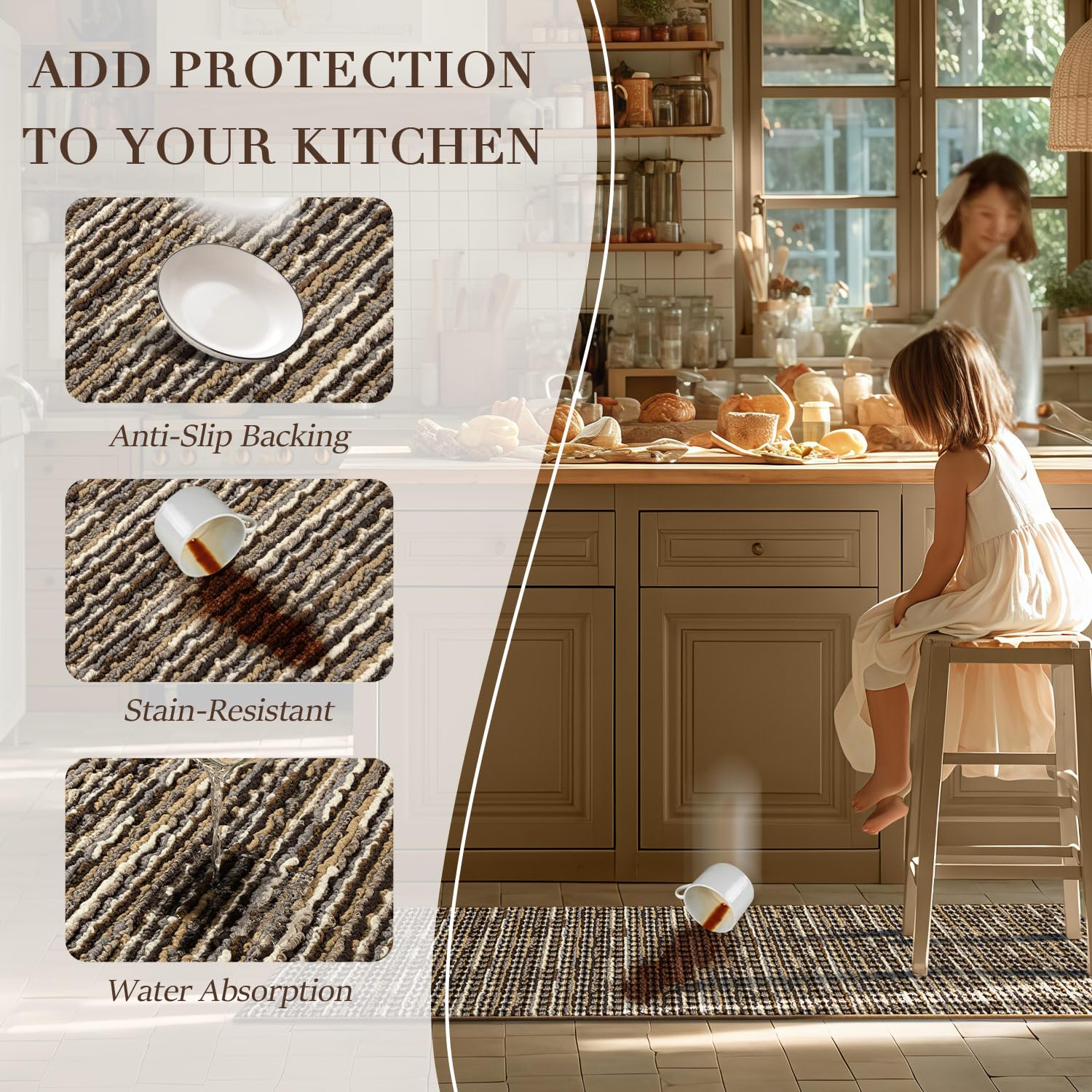 BSICPRO mat in use by sink cushioning feet and preventing slips