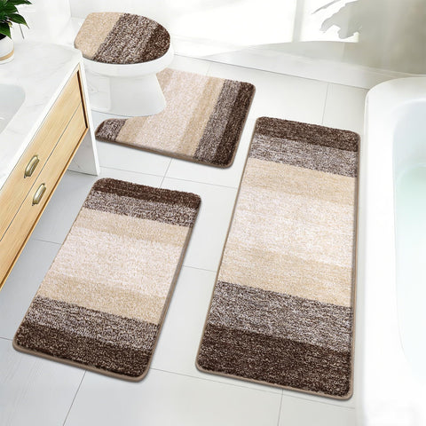 Bsmathom front view of 4-piece set showing coordinated dark coffee mats for cohesive look