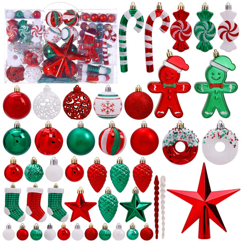 BSTDECOR front packaging showing 125-piece ornament set and ready-to-hang convenience