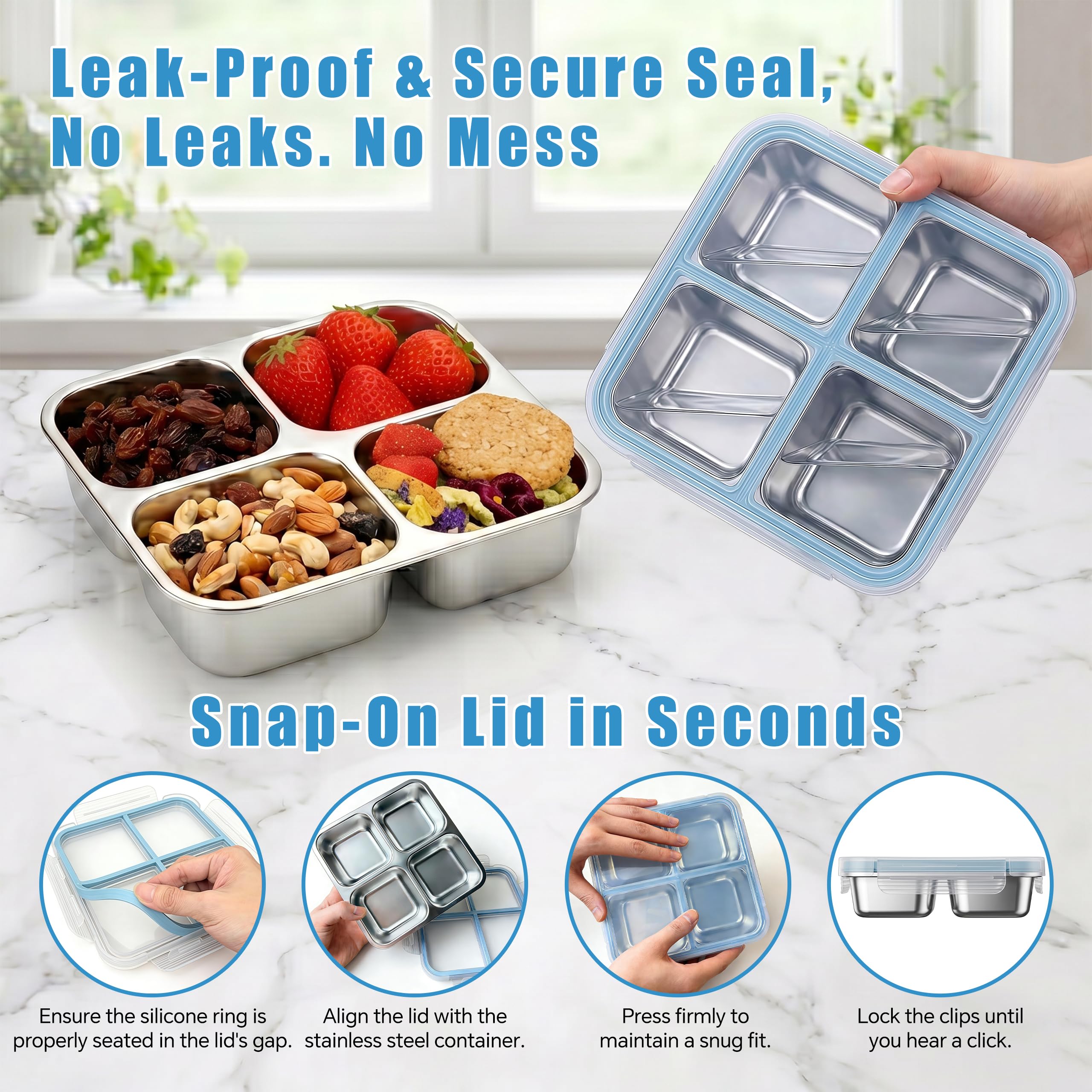 BSTUR close-up of silicone seal on lid ensuring fresher food during travel