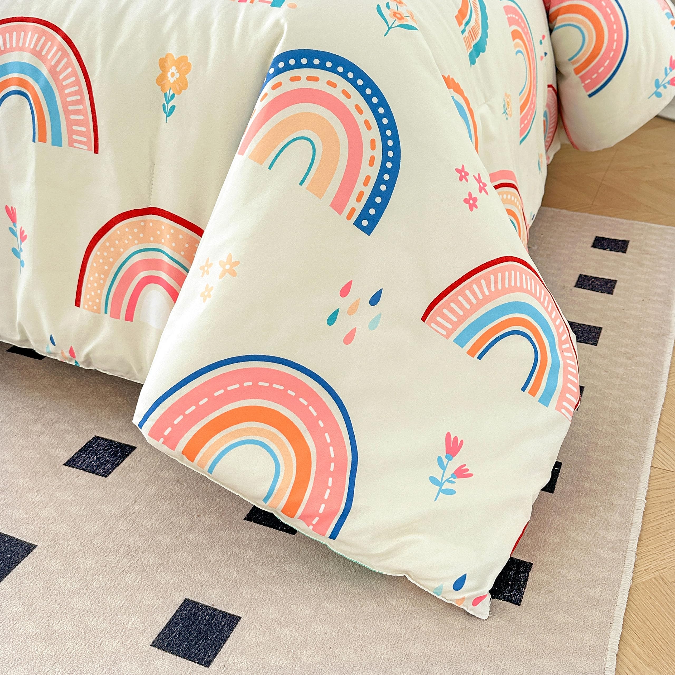 Btargot full print pattern with rainbows, love hearts, flowers and grass