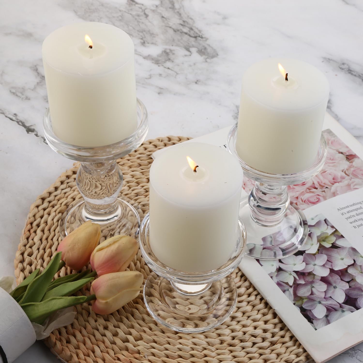 BTGLLAS candlesticks on dining table styled centerpiece for event-ready decor