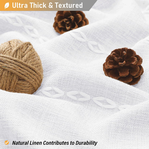 BTTN close-up embroidery texture revealing linen weave and tactile sophistication