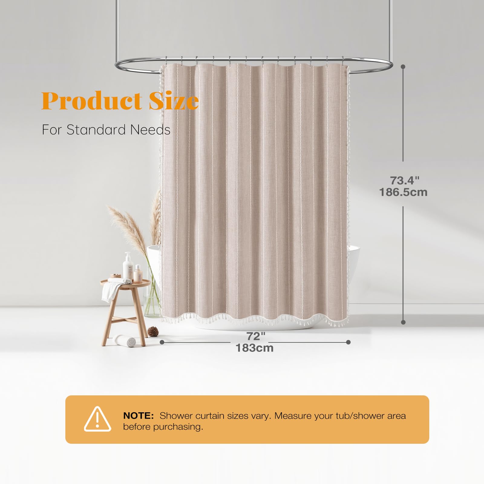 BTTN curtain folded with 12 hooks showing ready-to-hang convenience