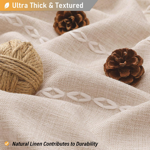 BTTN tassel detail on taupe trim adds handcrafted charm and visual interest