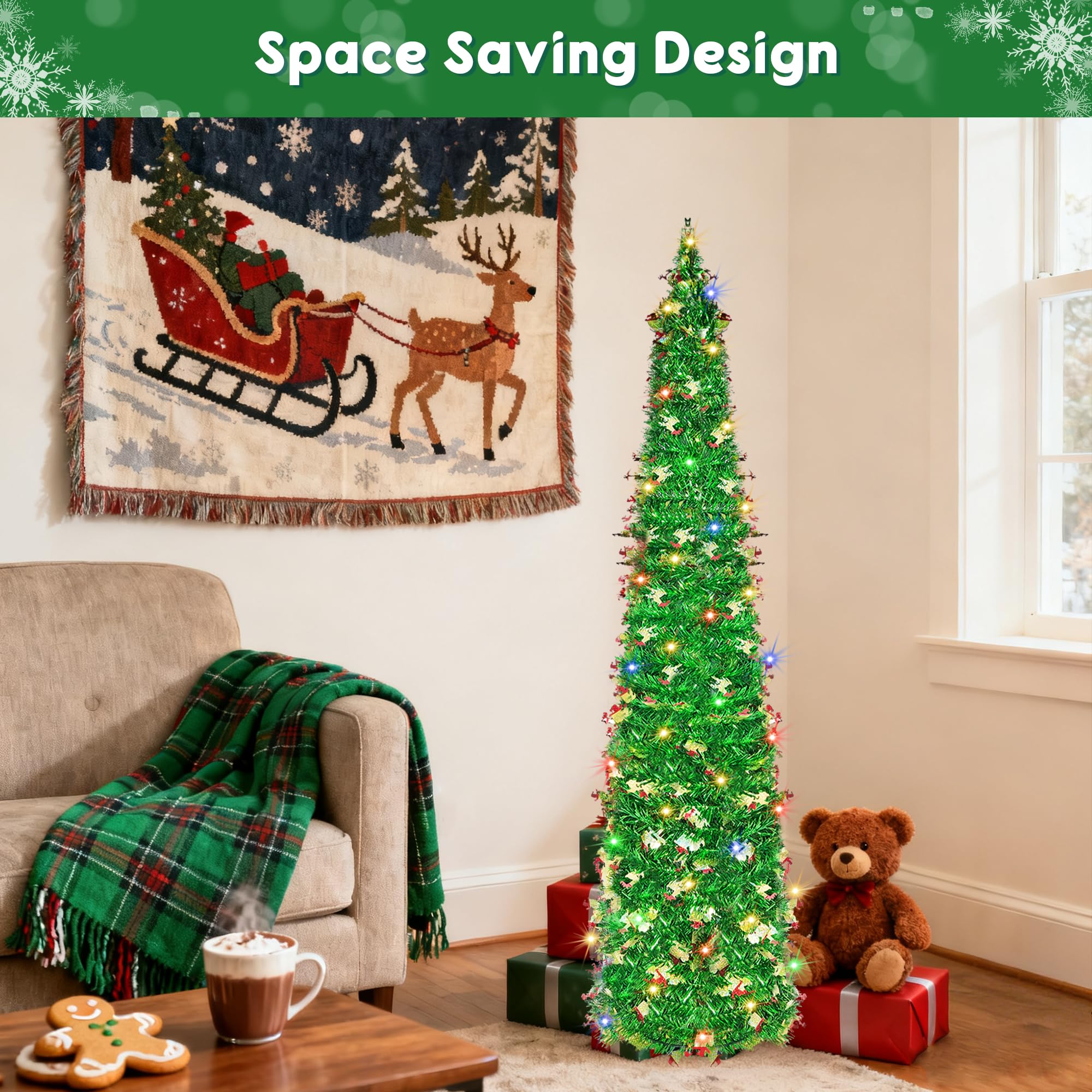 BTU tree in living room lifestyle showing compact placement and instant decor