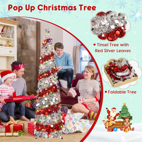 BTU tree lit at night with 90 multicolor LEDs creating colorful festive ambiance