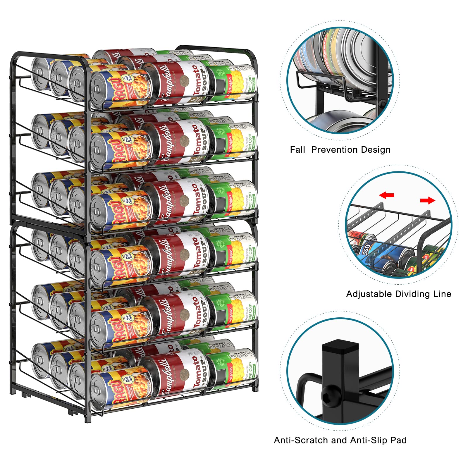 BTY installed in a pantry with stacked cans demonstrating space-saving organization