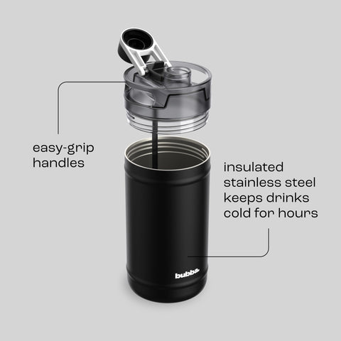 Bubba lid closed to show leakproof seal, prevents spills in bag